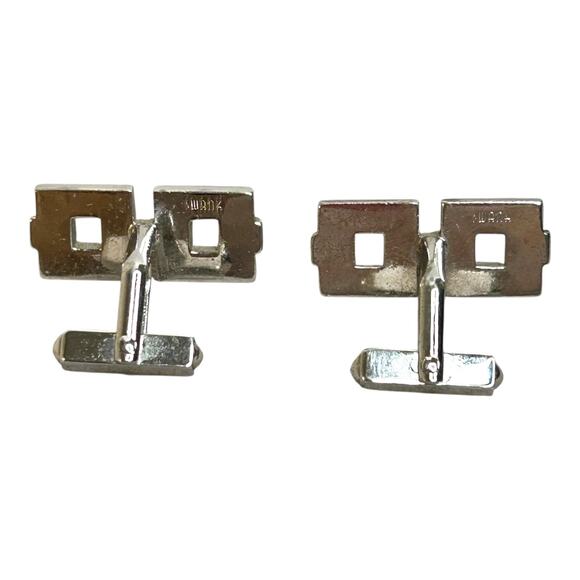 Vintage Swank Mid Century Modern Cufflinks Square Link Silver Tone - Picture 4 of 6